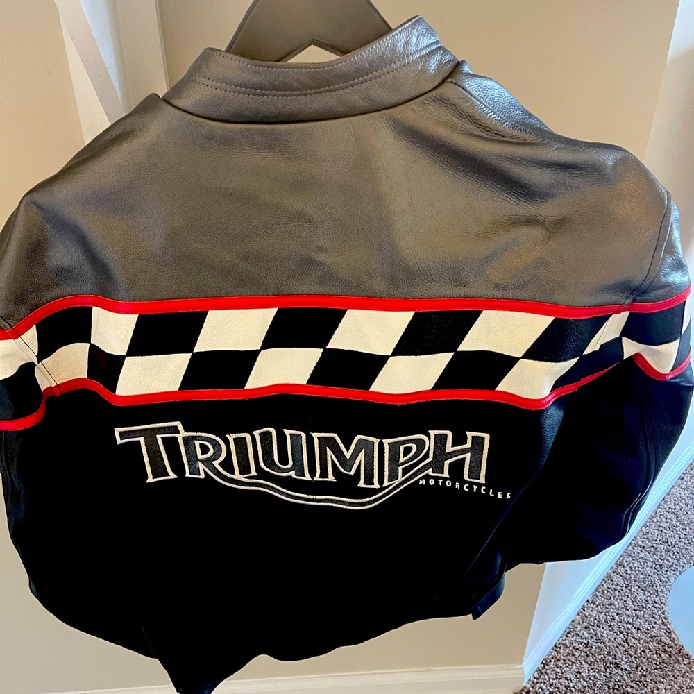 Black Leather Triumph Motorcycle Coat